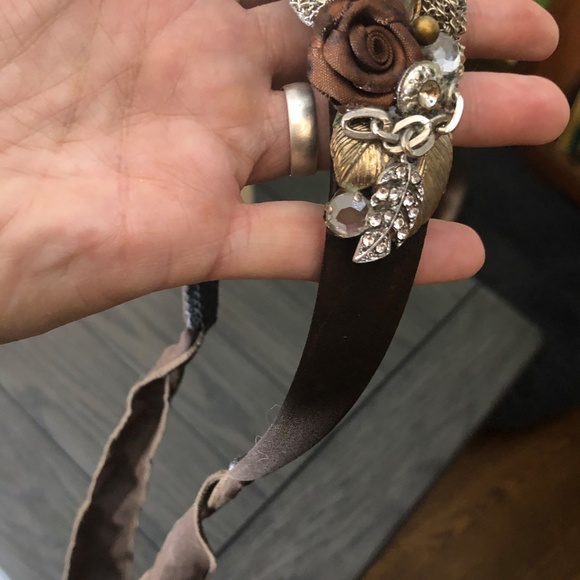 OOAK Upcycled Collage Altered Art Nouveau Wedding Fairy Brunette TieOn Headband main image 6